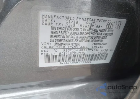 2019 Nissan Sentra Sv from USA, damaged, VIN 3N1AB7AP8KY271886